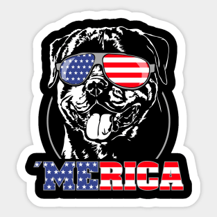 Proud Rottweiler American Flag Merica dog Sticker